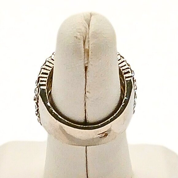 Silver Plated Four Row Pave Cubic Zirconium Encrusted Ring 6 Elegant Formal - Picture 4 of 6